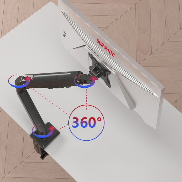 Duronic DM6A1 Supporto Monitor da Scrivania, Molla a Gas, Schermi 13"-32", Braccio Ergonomico Regolabile VESA 75/100, 360°, Inclinazione -90°/+85°, per PC, Ufficio, Gaming, Home Office, Portata 9 kg