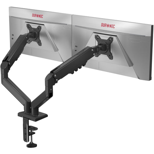 Duronic DM6A2 Supporto Doppio Monitor 13-32” Braccio Regolabile Gas Spring Supporto Schermo VESA 75 100 Perno Girevole 360° Inclinazione -90°/+85° Carico max 9kg per Braccio Ufficio PC Gaming