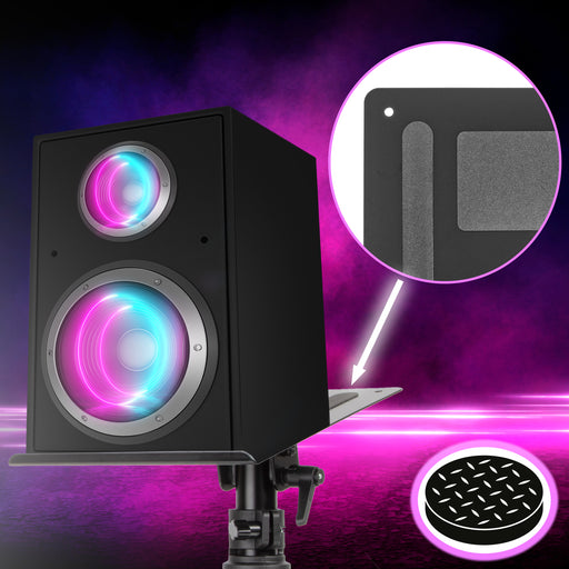 Duronic SPS25 2 Supporti per Altoparlanti da tavolo | Altezza regolabile da 26,4 a 40,5 cm | Inclinazione e rotazione | Vassoio 24 x 20 cm | Morsetto di fissaggio | Home Cinema Studio di registrazione