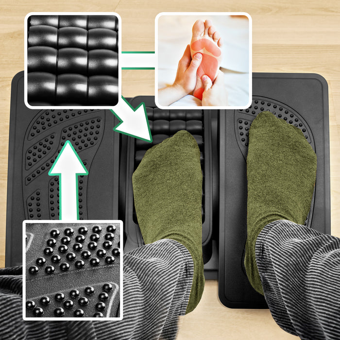 Duronic FT04 Poggiapiedi ergonomico: Inclinazione e altezza regolabili, rulli massaggianti - Allevia il dolore ai piedi, la fatica e lo stress per l'ufficio, la casa e gli studenti
