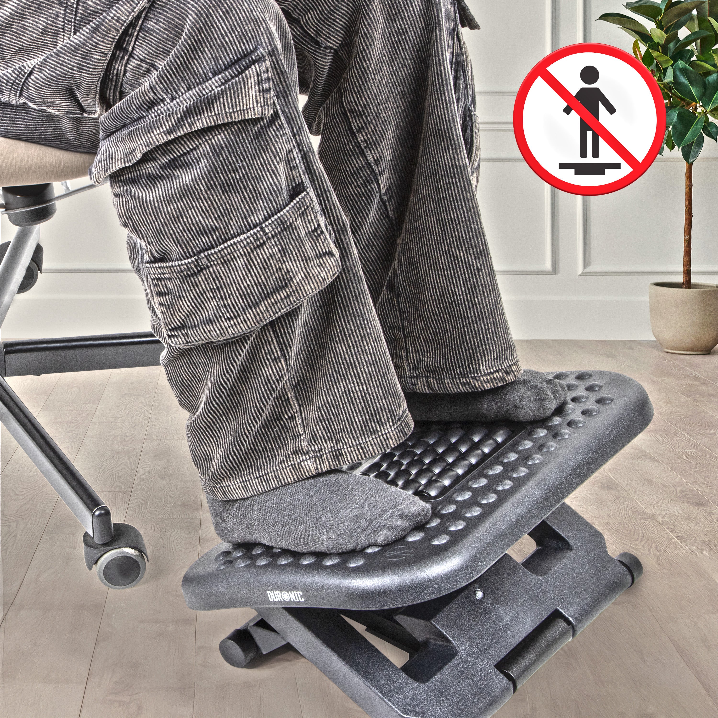 Duronic FT03 Poggiapiedi Ergonomico, Inclinazione e Altezza Regolabili, Portatile con Rulli Massaggianti. Ideale per Ufficio, Casa, Studenti, Giocatori. Combatte Stanchezza e Stress