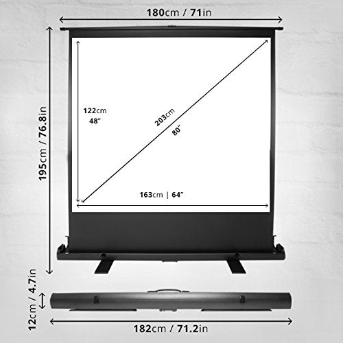 Duronic FPS80 /43 schermo di proiezione 80 formato 4:3 / 163 X 122 cm - telo proiettore retrattile auto-portante per videoproiettore Full HD 3D 4K - Home cinema home theater ufficio