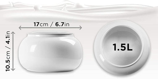 Duronic P1YM1 Vaso di ricambio per Yogurtiera – 1 vasetto in ceramica – Compatibile con le yogurtiere Duronic YM1 e YM2 – Ciotola da 1,5 litri con coperchio