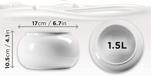Duronic P1YM1 Vaso di ricambio per Yogurtiera  1 vasetto in ceramica  Compatibile con le yogurtiere Duronic YM1 e YM2  Ciotola da 1,5 litri con coperchio