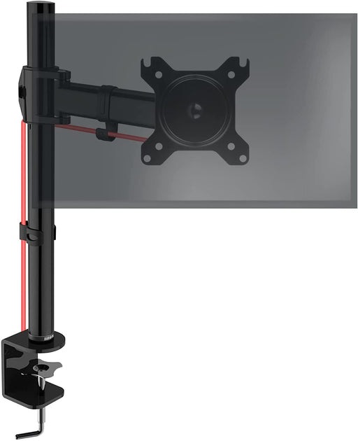 Duronic DM251X2 BK Braccio per un monitor da 13 a 27 pollici | Supporto per schermo singolo | Inclinazione e altezza regolabile | VESA 75 100 | Supporto monitor ergonomico articolato per PC e morsetto