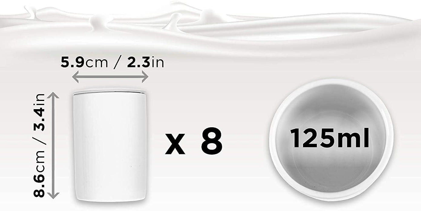Duronic P8YM2 Vasetti di ricambio – Set di 8 vasetti in ceramica – Compatibile con le yogurtiere Duronic YM1 e YM2 – Otto vasetti da 125 ml per monoporzioni