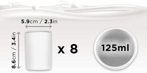 Duronic P8YM2 Vasetti di ricambio  Set di 8 vasetti in ceramica  Compatibile con le yogurtiere Duronic YM1 e YM2  Otto vasetti da 125 ml per monoporzioni