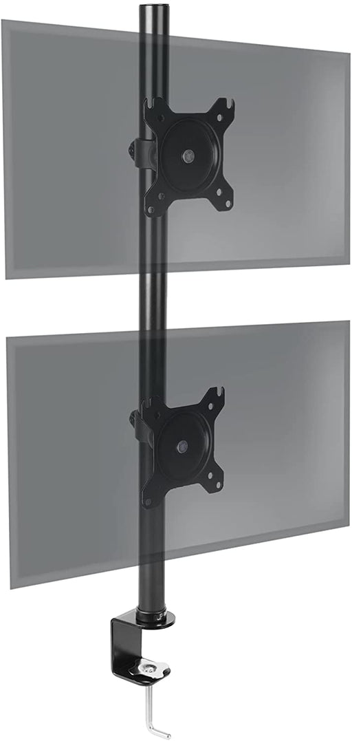 Duronic DM15V2 BK Supporto Monitor doppio per 2 schermi da 13-32 pollici, Braccio monitor PC ergonomico fino 8kg, VESA 75/100, regolabile altezza inclinazione girevole, per ufficio casa scuola, nero