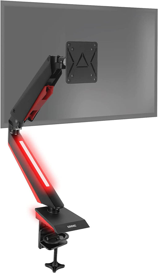 Duronic DMGM5X1 Supporto Monitor | Supporto da scrivania con luci LED Rosse Integrate | Altezza Regolabile e orientabile | per Monitor da 15-32 | capacità 8 kg | VESA 75/100