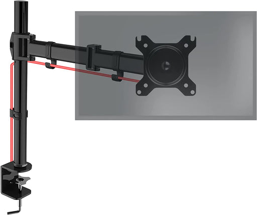 Duronic DM251X3 BK Braccio per un monitor da 13 a 27 pollici | Supporto per schermo singolo | Inclinazione e altezza regolabile | VESA 75 100 | Supporto monitor ergonomico articolato per PC e morsetto