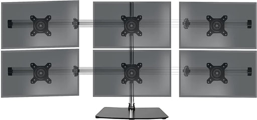 Duronic DM756 Supporto per 6 monitor - Base in acciaio per schermi fino a 24" - Altezza regolabile - Guida in alluminio per schermi fino a 5 kg - Inclinazione +/-15° - Rotazione schermi 360°