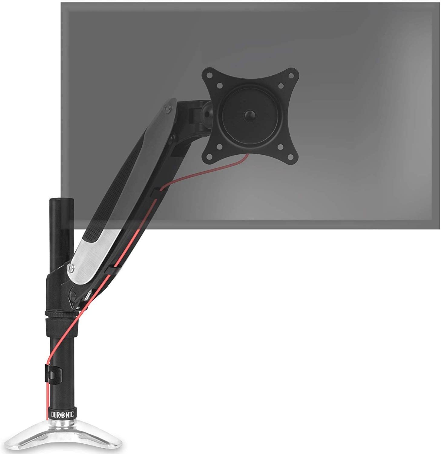 Duronic DM651X1 BK Braccio per un monitor da 15 a 27 pollici | Supporto per schermo singolo | Inclinazione e altezza regolabile | VESA 75 100 | Supporto monitor con tensione gas per PC | Con morsetto
