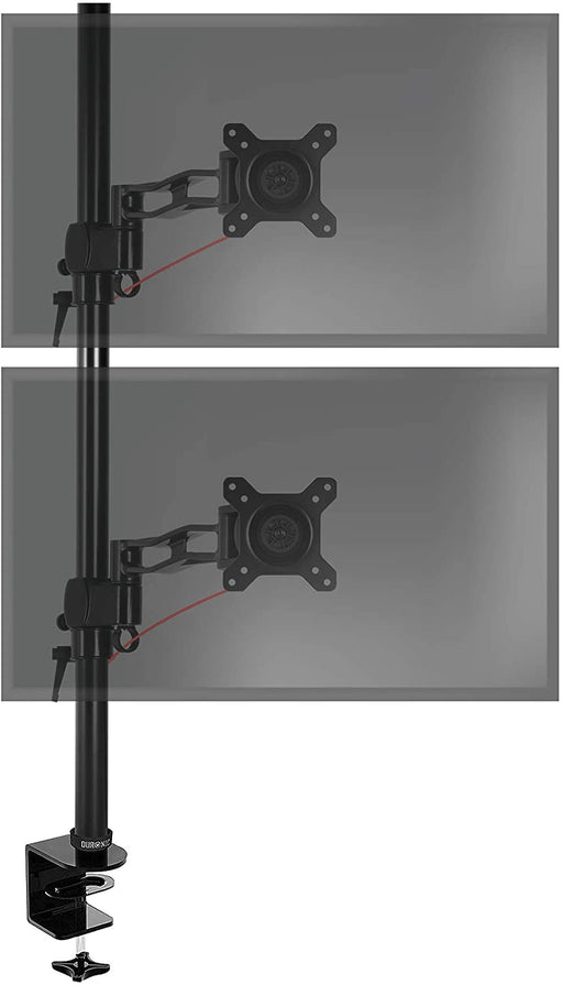 Duronic DM35V2X2 BK Supporto Monitor doppio per 2 schermi da 13-27 pollici, Braccio monitor PC ergonomico fino 8kg, VESA 75/100, regolabile altezza inclinazione girevole, per ufficio casa scuola, nero