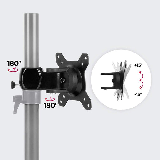 Duronic DM35 Head attacco per VESA standard aggiuntivo - Supporto VESA compatibile con tutte le staffe Duronic - Supporto per schermo PC TV - Ruota 360°, inclina +45°/-45° - Adatto a VESA 75/100