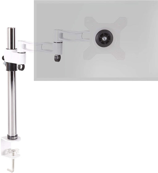 Duronic DM351X3 WE Braccio per un monitor da 13 a 27 pollici | Supporto per schermo singolo | Inclinazione e altezza regolabile | VESA 75 100 | Supporto monitor PC ergonomico con morsetto | Bianco