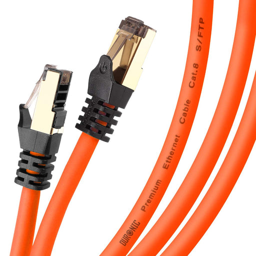 Duronic CAT8 OE 3 m | Cavo di Rete ethernet schermato S/FTP Arancione | Cavo ethernet Patch superveloce | Supporta fino a 2 GHz / 2000 MHz | Connettori RJ45 | Trasmissione dati 40 gigabit