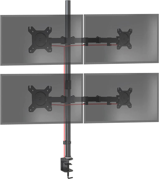 Duronic DMT154 BK Supporto da scrivania per monitor 13"-27" | Per 4 schermi fino a 8kg | Altezza regolabile | Staffa da 100 cm | Inclinazione +90°/-35°, rotazione 180°, rotazione 360°| VESA 75/100