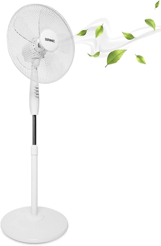 Duronic FN30 Ventilatore a piantana 60W | 3 velocità | 110 a 128 cm regolabile in altezza | 5 Pale ultra silenzioso e ventola oscillante | Base circolare | Motore potente | Ideale per uso notturno
