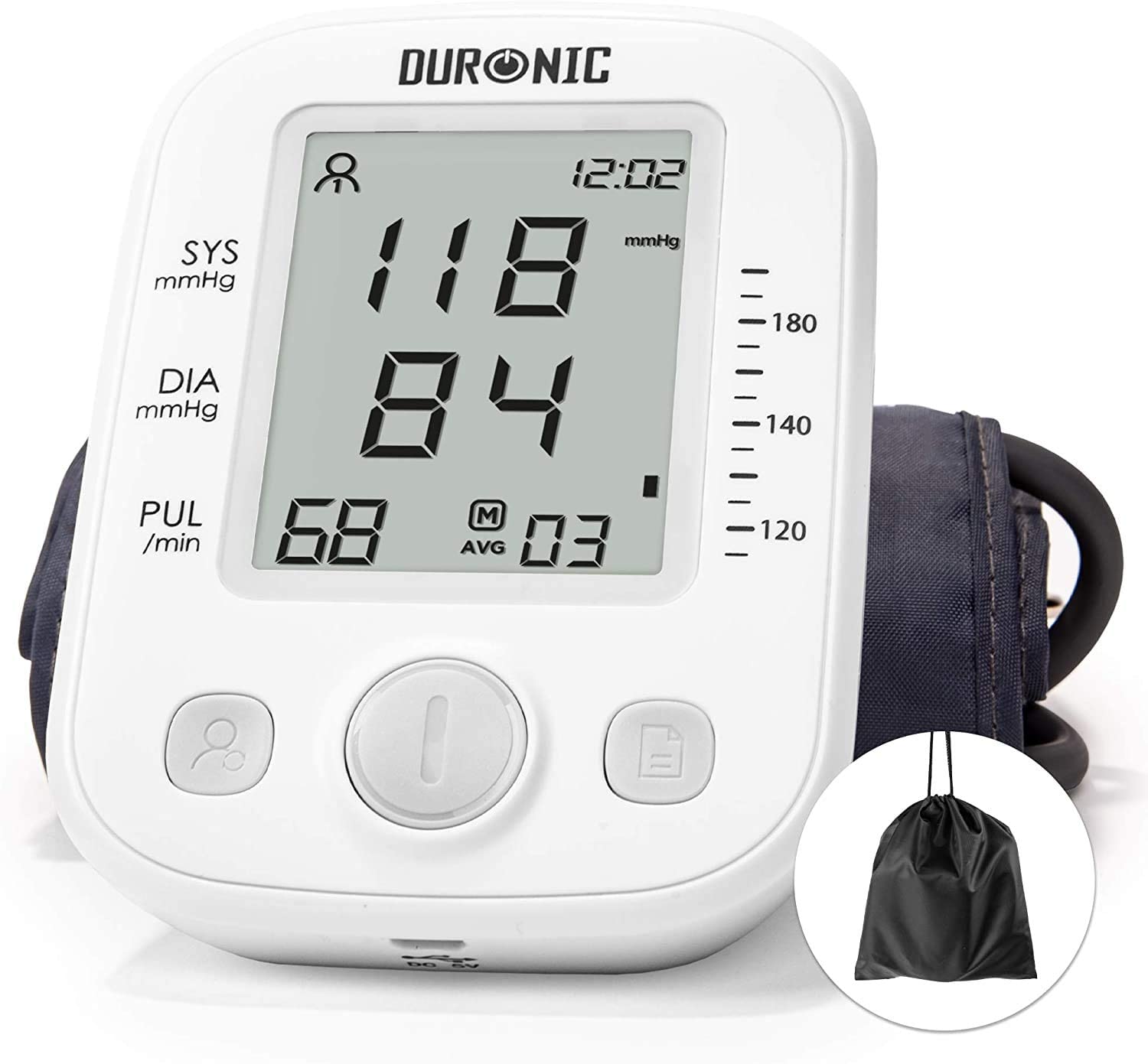 Duronic BPM200 Misuratore di pressione elettrico arteriosa da braccio | Manicotto da 22 a 42 cm | Ampio display LCD | Rilevatore automatico per pressione sanguigna digitale | Frequenza cardiaca