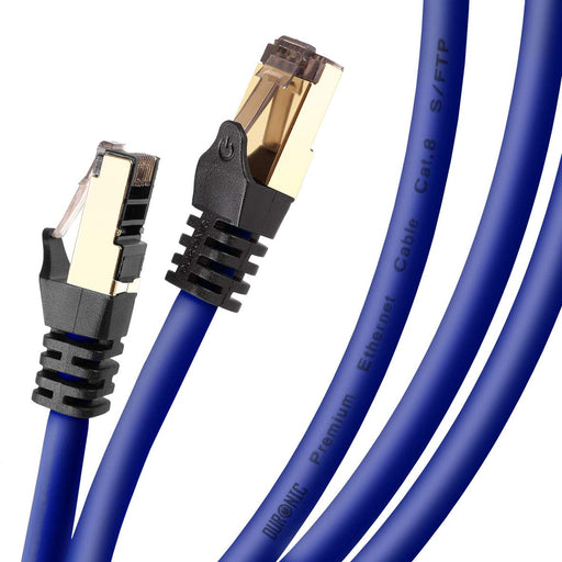 Duronic CAT8 BE 3 m | Cavo di Rete ethernet schermato S/FTP blu | Cavo ethernet Patch superveloce | Supporta fino a 2 GHz / 2000 MHz | Connettori RJ45 | Trasmissione dati 40 gigabit