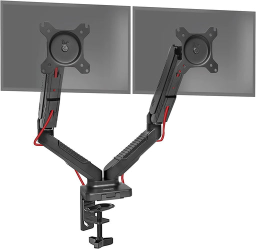 Duronic DMDC52 Supporto da scrivania per 2 monitor 13  24 staffa schermo due braccia estensori regolazione a gas morsetto tavolo VESA MAX 100 x 100mm struttura acciaio INOX portata 6.5kg