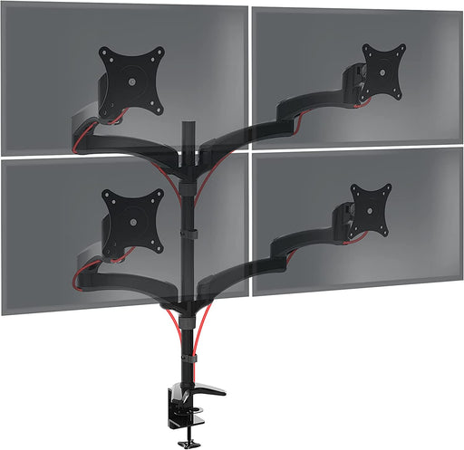 Duronic DM554 BK Braccio per 4 monitor da 15 a 27 pollici | Supporto schermi doppio | Inclinazione e altezza facilmente regolabile | VESA 75 100 | Supporto monitor ergonomico doppio articolato per PC