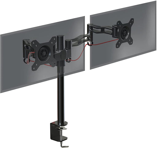 Duronic DM352 BK Supporto Monitor doppio per 2 schermi da 13-27 pollici, Braccio monitor PC ergonomico fino 8kg, VESA 75/100mm, regolabile altezza inclinazione girevole, per ufficio casa scuola, nero