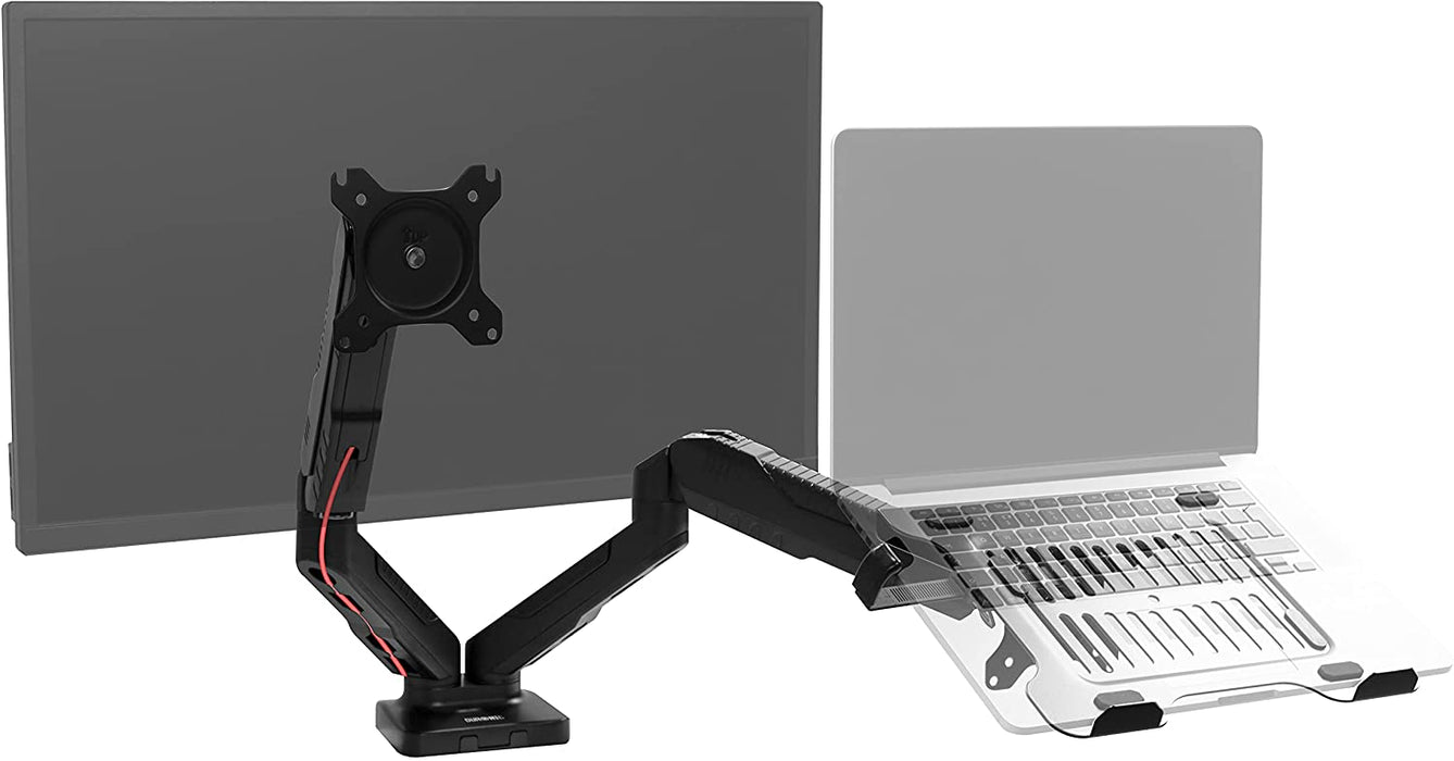 Duronic DMDCL1X1 Supporto monitor da scrivania con morsetto e piattaforma per PC portatile – Braccio porta monitor Regolazione omnidirezionale - Compatibilità universale con schermi TV VESA 100*100