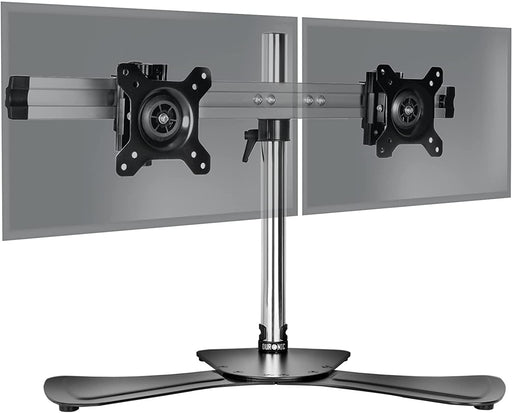 Duronic DM752 BK Supporto Monitor doppio per 2 schermi fino a 24 pollici, Braccio monitor PC ergonomico fino 8kg, VESA 75/100mm, regolabile altezza inclinazione girevole, per ufficio casa scuola, nero