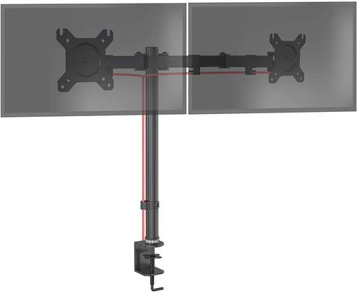 Duronic DM152 BK Supporto scrivania per 2 monitor 13-27 | 8 kg per braccio | Altezza regolabile | Inclinazione -15°/+15°, rotazione 180°, rotazione 360°| VESA 75/100