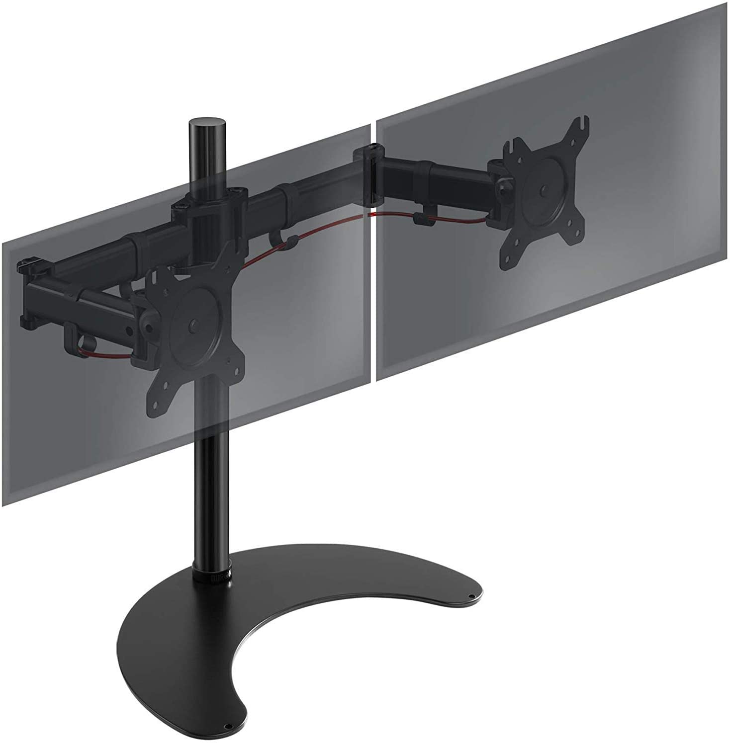 Duronic DM25D2 BK Supporto Monitor doppio per 2 schermi da 13-27 pollici, Braccio monitor PC ergonomico fino 8kg, VESA 75/100mm, regolabile altezza inclinazione girevole, per ufficio casa scuola, nero