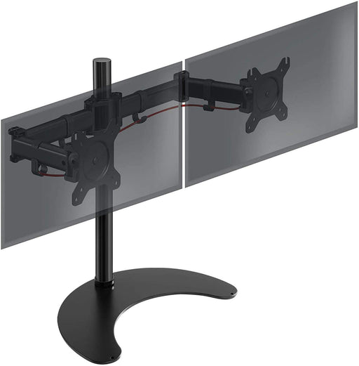 Duronic DM25D2 Supporto da scrivania per 2 monitor 13” – 27” staffa supporto monitor / schermo da tavolo VESA MAX 100 x 100mm struttura in acciaio base in metallo battuto portata 8kg per braccio