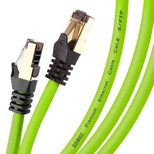 Duronic CAT8 GN 10 m | Cavo di Rete ethernet schermato S/FTP verde | Cavo ethernet Patch superveloce | Supporta fino a 2 GHz / 2000 MHz | Connettori RJ45 | Trasmissione dati 40 gigabit