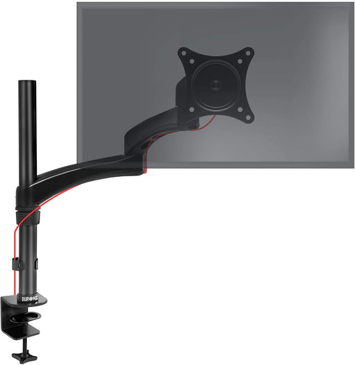 Duronic DM451X3 BK Braccio per un monitor da 15 a 27 pollici | Supporto per schermo singolo | Inclinazione e altezza regolabile | VESA 75 100 | Supporto monitor PC ergonomico con morsetto