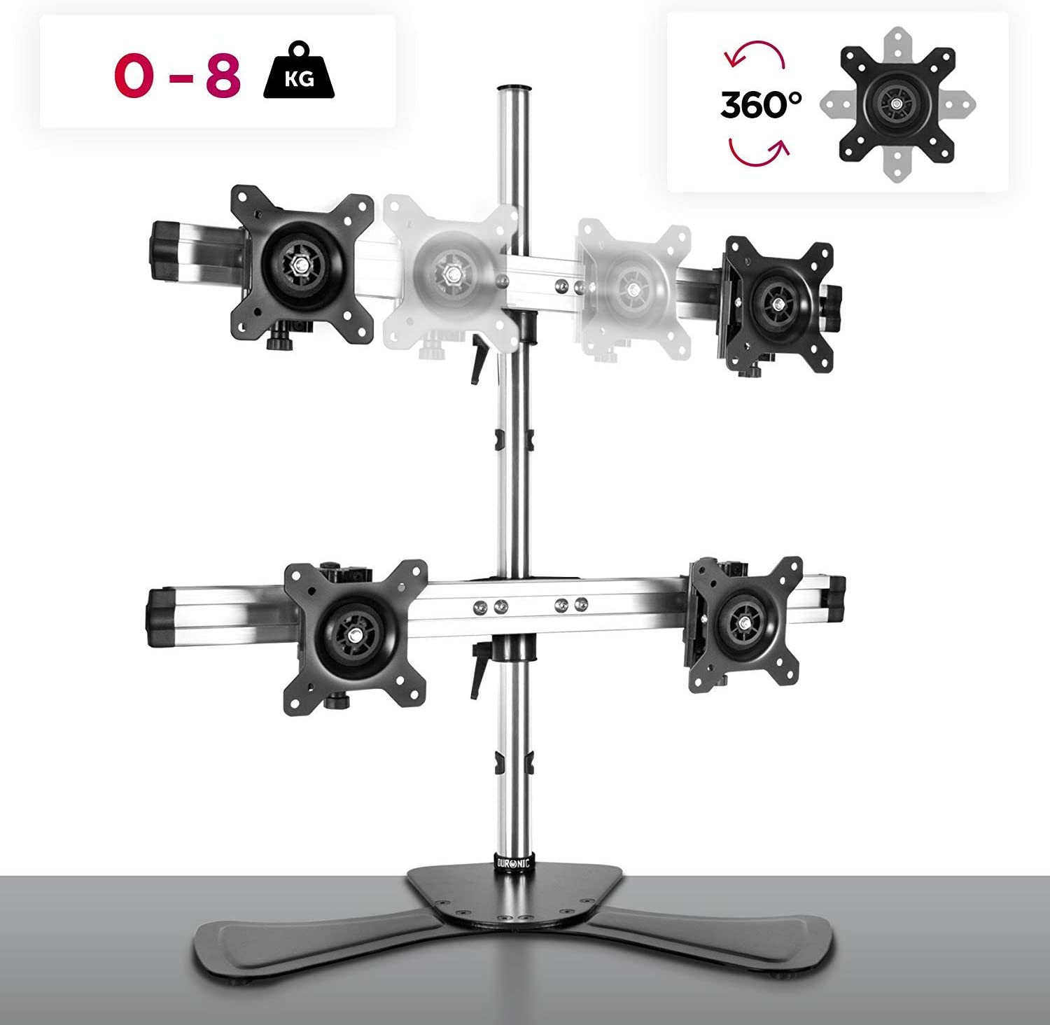 Duronic DM754 Supporto per 4 monitor - Base in acciaio per schermi fino a 24