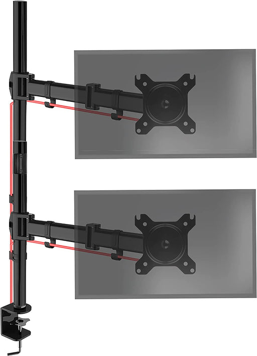 Duronic DMT252VX2 BK Supporto da scrivania per monitor 13"-32" | Per 2 schermi fino a 8kg | Altezza regolabile | Staffa da 100 cm | Inclinazione +90°/-35°, rotazione 180°, rotazione 360°| VESA 75/100