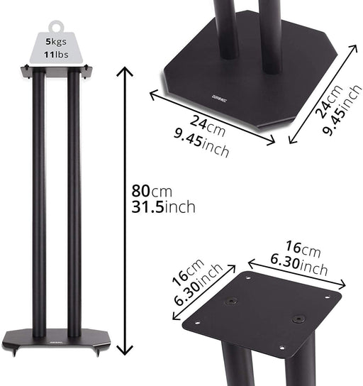 Duronic SPS1022 /80 Supporti per casse acustiche - Altoparlanti da terra - 80 cm di altezza - Riempimento con sabbia - Supporto antivibrazione - Ideale per impianti Hi-Fi / Stereo / Home Cinema 5.1