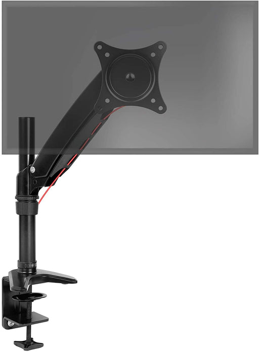 Duronic DM551X1 BK Braccio per un monitor da 15 a 27 pollici | Supporto per schermo singolo | Inclinabile e altezza facilmente regolabile | VESA 75 100 | Supporto monitor PC ergonomico con morsetto