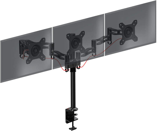 Duronic DM353 BK Braccio per 3 monitor da 13 a 22 pollici | Supporto schermi doppio | Inclinazione e altezza regolabile | VESA 75 100 | Supporto monitor ergonomico doppio articolato per PC nero