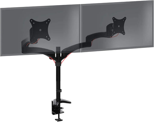 Duronic DM452 BK Supporto Monitor doppio per 2 schermi da 15-27 pollici, Braccio monitor PC ergonomico fino 8kg, VESA 75/100mm, regolabile altezza inclinazione girevole, per ufficio casa scuola, nero