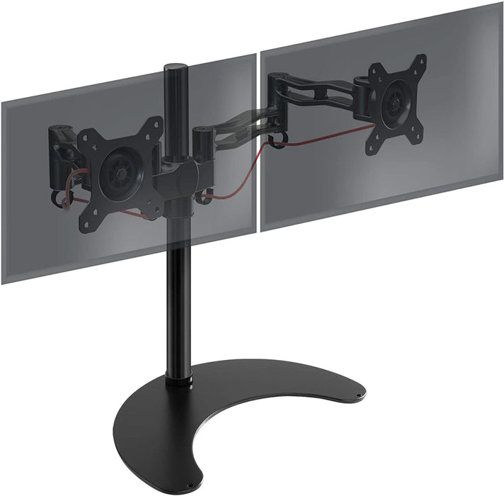 Duronic DM35D2 Doppio Supporto 2 monitor da scrivania con piedistallo – Braccio schermo da tavolo – Altezza regolabile e orientabile – Compatibilità universale TV con VESA 100x100 - alluminio