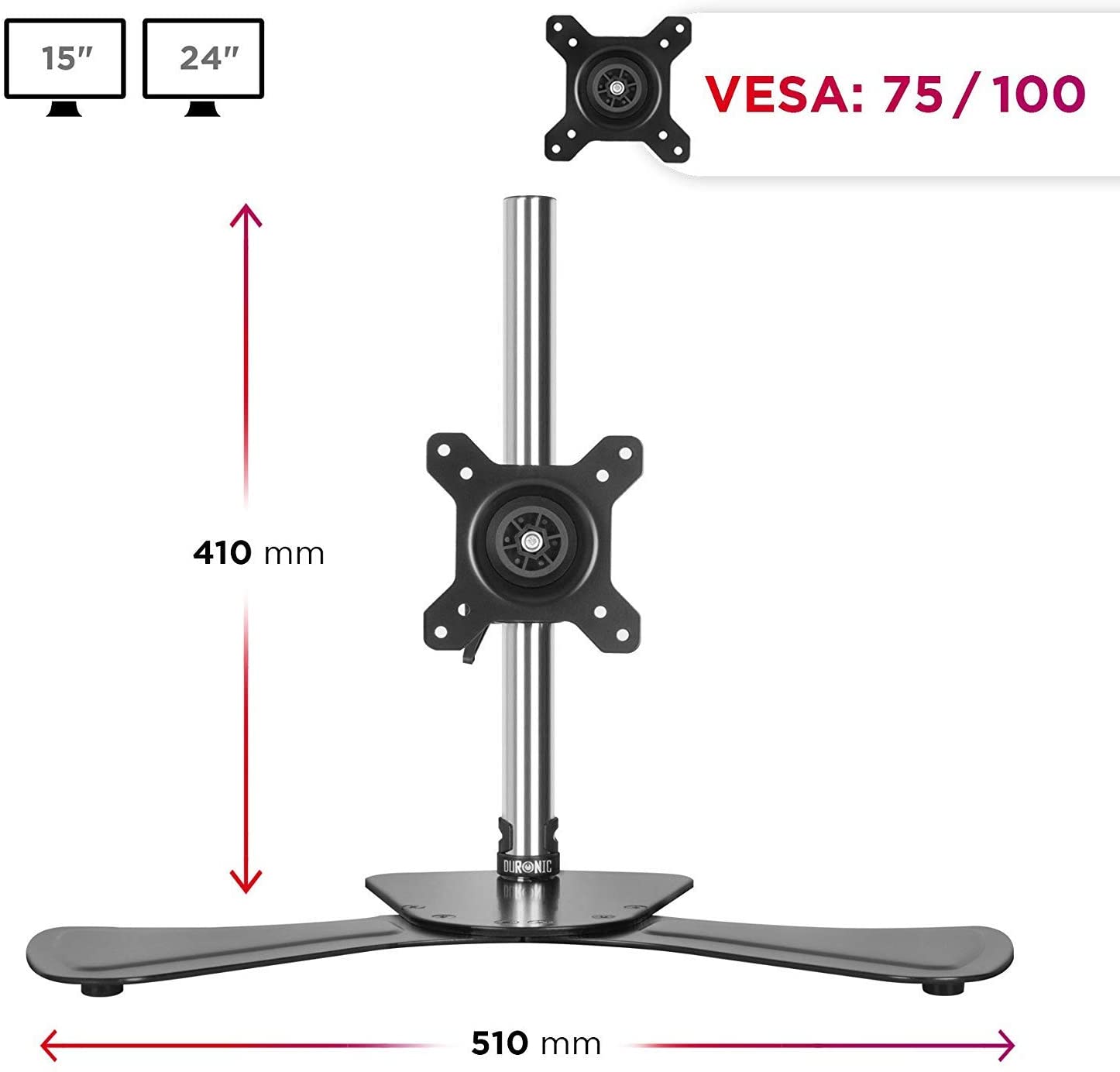 Duronic DM751 Supporto per 1 monitor - Base in acciaio per schermi fino a 24