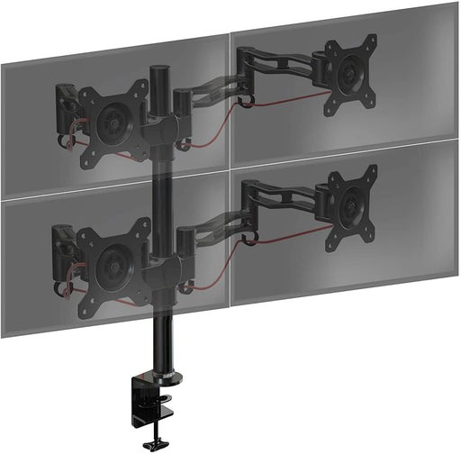 Duronic DM354 BK Braccio per 4 monitor da 13 a 27 pollici | Supporto schermi doppio | Inclinazione e altezza regolabile | VESA 75 100 | Supporto monitor ergonomico doppio articolato per PC nero