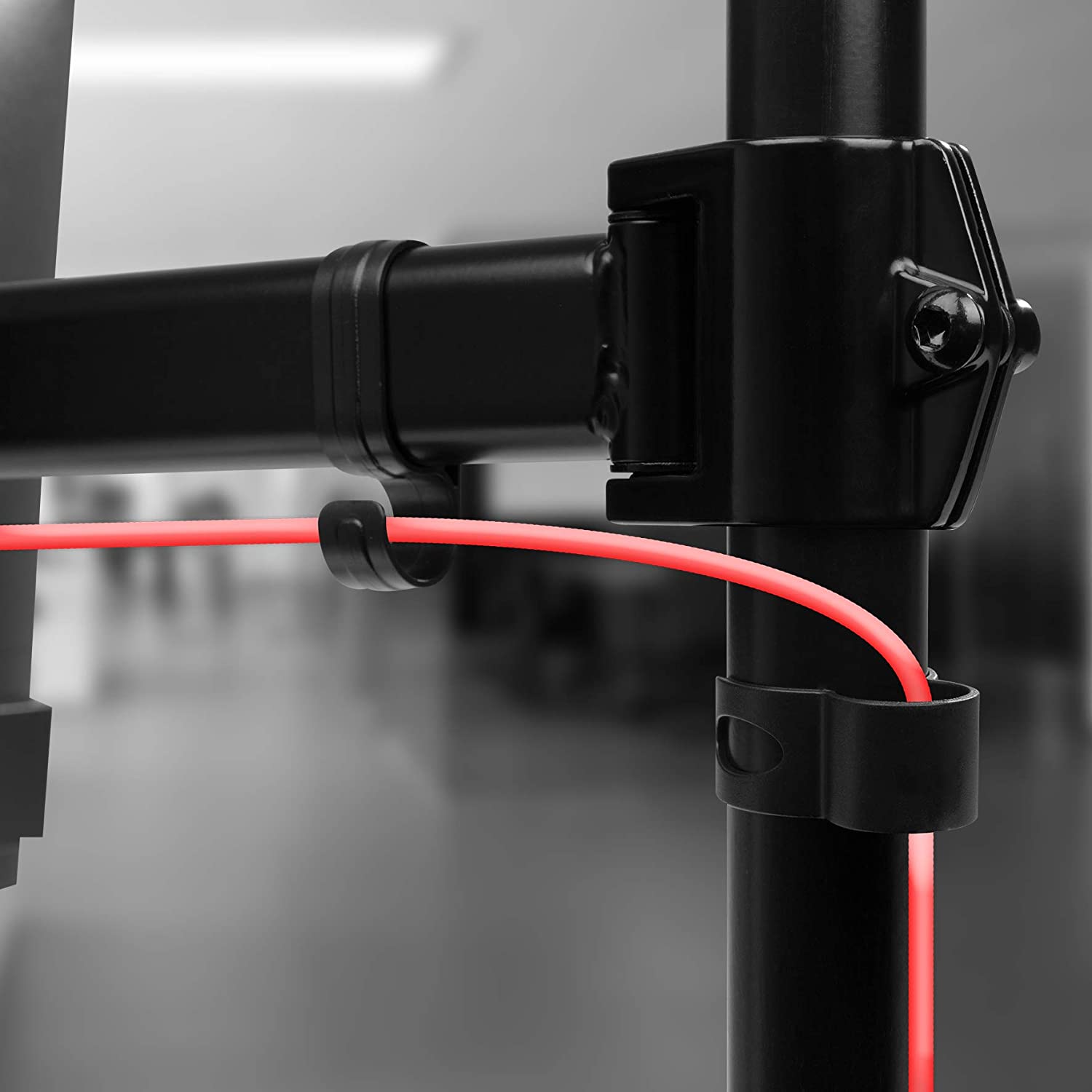 Duronic DM252 BK Supporto Monitor doppio per 2 schermi da 13-27 pollici, Braccio monitor PC ergonomico fino 8kg, VESA 75/100mm, regolabile altezza inclinazione girevole, per ufficio casa scuola, nero