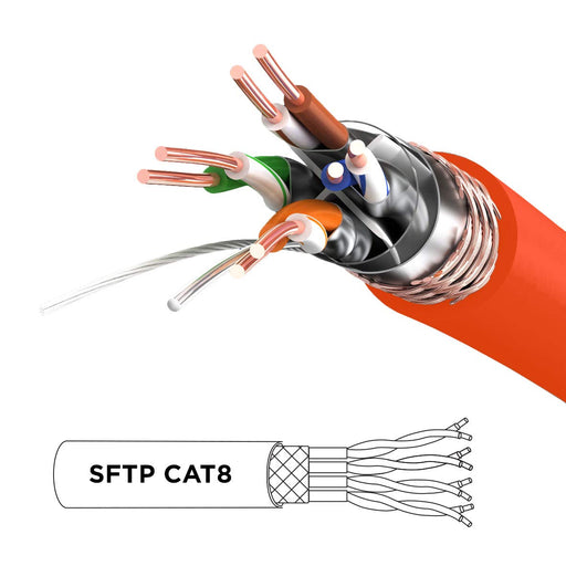 Duronic CAT8 OE 1 m | Cavo di Rete ethernet schermato S/FTP Arancione | Cavo ethernet Patch superveloce | Supporta fino a 2 GHz / 2000 MHz | Connettori RJ45 | Trasmissione dati 40 gigabit