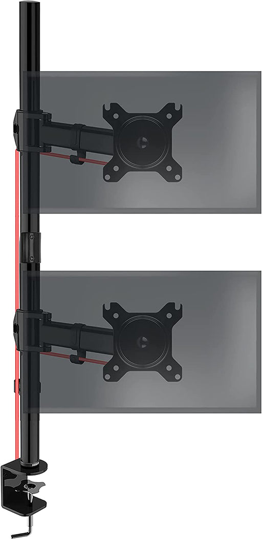 Duronic DMT252VX1 BK Supporto da scrivania per monitor 13"-32" | Per 2 schermi fino a 8kg | Altezza regolabile | Staffa da 100 cm | Inclinazione +90°/-35°, rotazione 180°, rotazione 360°| VESA 75/100