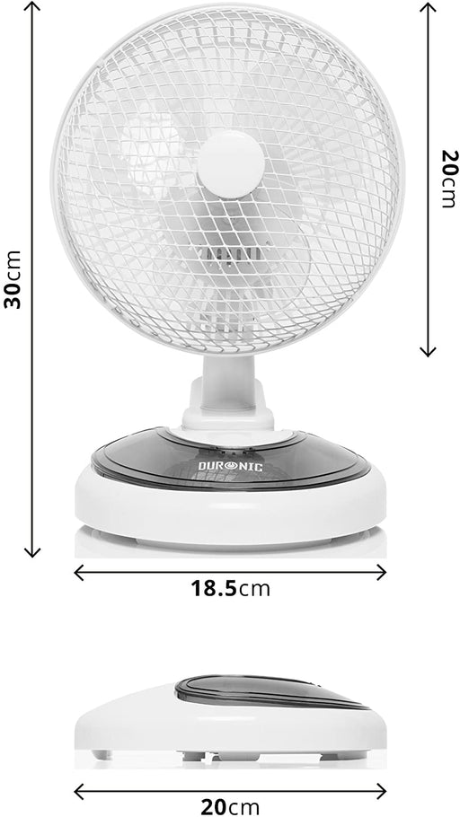Duronic FN15 Mini ventilatore da tavolo 30W – Diametro 15 – 2 Velocità – Ventilatore Clip / Base d’appoggio / Morsetto / Montaggio a parete – Areatore silenzioso per ufficio o casa