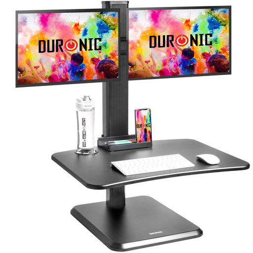 Duronic DM05D15 BK Postazione Lavoro  Altezza regolabile 7-44cm - Ampia Piattaforma 65-51cm - Portata 2kg  Scrivania ergonomica con supporto per 2 schermi - Lavorare in Piedi o seduti