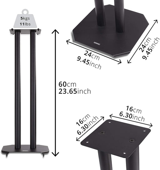 Duronic SPS1022 /60 Supporti per casse acustiche - Altoparlanti da terra - 60 cm di altezza - Riempimento con sabbia - Supporto antivibrazione - Ideale per impianti Hi-Fi / Stereo / Home Cinema 5.1