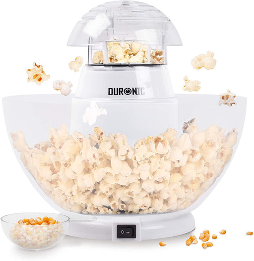 Duronic POP50 WE Macchina per Popcorn ad aria calda bianca – Capacità di 50 g con ciotola rimovibile – Senza grassi o oli – Pop-corn senza olio – Basso contenuto calorico